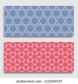 Seamless horizontal borders with repeating line texture. Geometric seamless lace patterns collection for banners, greeting cards or birthday invitations. Ethnic arabic, indian, turkish ornament