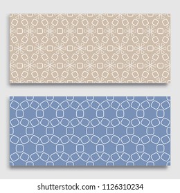 Seamless horizontal borders with repeating line texture. Geometric seamless lace patterns collection for banners, greeting cards or birthday invitations. Ethnic arabic, indian, turkish ornament