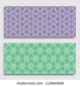 Seamless horizontal borders with repeating line texture. Geometric seamless lace patterns collection for banners, greeting cards or birthday invitations. Ethnic arabic, indian, turkish ornament