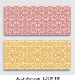 Seamless horizontal borders with repeating line texture. Geometric seamless lace patterns collection for banners, greeting cards or birthday invitations. Ethnic arabic, indian, turkish ornament