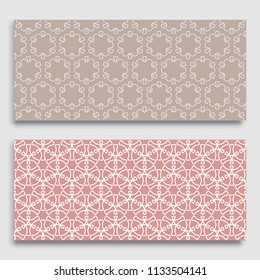 Seamless horizontal borders with repeating line texture. Geometric seamless lace patterns collection for banners, greeting cards or birthday invitations. Ethnic arabic, indian, turkish ornament