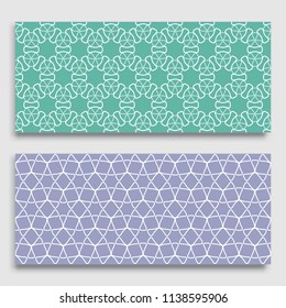 Seamless horizontal borders with repeating line texture. Geometric seamless lace patterns collection for banners, greeting cards or birthday invitations. Ethnic arabic, indian, turkish ornament