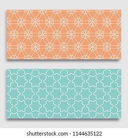 Seamless horizontal borders with repeating line texture. Geometric seamless lace patterns collection for banners, greeting cards or birthday invitations. Ethnic arabic, indian, turkish ornament