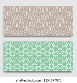 Seamless horizontal borders with repeating line texture. Geometric seamless lace patterns collection for banners, greeting cards or birthday invitations. Ethnic arabic, indian, turkish ornament