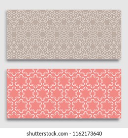 Seamless horizontal borders with repeating line texture. Geometric seamless lace patterns collection for banners, greeting cards or birthday invitations. Ethnic arabic, indian, turkish ornament