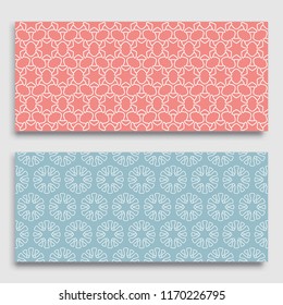Seamless horizontal borders with repeating line texture. Geometric seamless lace patterns collection for banners, greeting cards or birthday invitations. Ethnic arabic, indian, turkish ornament