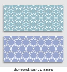 Seamless horizontal borders with repeating line texture. Geometric seamless lace patterns collection for banners, greeting cards or birthday invitations. Ethnic arabic, indian, turkish ornament