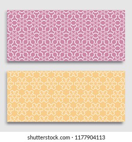 Seamless horizontal borders with repeating line texture. Geometric seamless lace patterns collection for banners, greeting cards or birthday invitations. Ethnic arabic, indian, turkish ornament