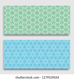 Seamless horizontal borders with repeating line texture. Geometric seamless lace patterns collection for banners, greeting cards or birthday invitations. Ethnic arabic, indian, turkish ornament