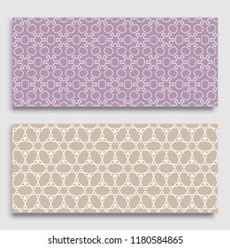 Seamless horizontal borders with repeating line texture. Geometric seamless lace patterns collection for banners, greeting cards or birthday invitations. Ethnic arabic, indian, turkish ornament