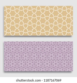 Seamless horizontal borders with repeating line texture. Geometric seamless lace patterns collection for banners, greeting cards or birthday invitations. Ethnic arabic, indian, turkish ornament