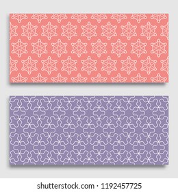 Seamless horizontal borders with repeating line texture. Geometric seamless lace patterns collection for banners, greeting cards or birthday invitations. Ethnic arabic, indian, turkish ornament