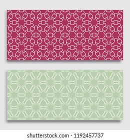 Seamless horizontal borders with repeating line texture. Geometric seamless lace patterns collection for banners, greeting cards or birthday invitations. Ethnic arabic, indian, turkish ornament