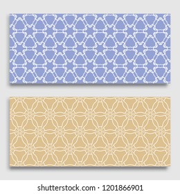 Seamless horizontal borders with repeating line texture. Geometric seamless lace patterns collection for banners, greeting cards or birthday invitations. Ethnic arabic, indian, turkish ornament
