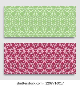 Seamless horizontal borders with repeating line texture. Geometric seamless lace patterns collection for banners, greeting cards or birthday invitations. Ethnic arabic, indian, turkish ornament