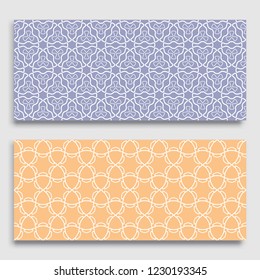 Seamless horizontal borders with repeating line texture. Geometric seamless lace patterns collection for banners, greeting cards or birthday invitations. Ethnic arabic, indian, turkish ornament