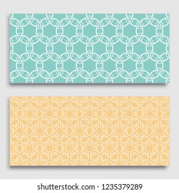 Seamless horizontal borders with repeating line texture. Geometric seamless lace patterns collection for banners, greeting cards or birthday invitations. Ethnic arabic, indian, turkish ornament