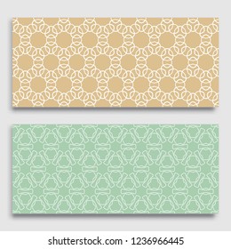 Seamless horizontal borders with repeating line texture. Geometric seamless lace patterns collection for banners, greeting cards or birthday invitations. Ethnic arabic, indian, turkish ornament