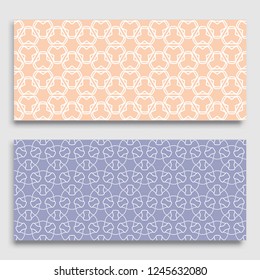 Seamless horizontal borders with repeating line texture. Geometric seamless lace patterns collection for banners, greeting cards or birthday invitations. Ethnic arabic, indian, turkish ornament