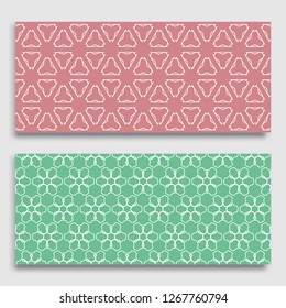 Seamless horizontal borders with repeating line texture. Geometric seamless lace patterns collection for banners, greeting cards or birthday invitations. Ethnic arabic, indian, turkish ornament