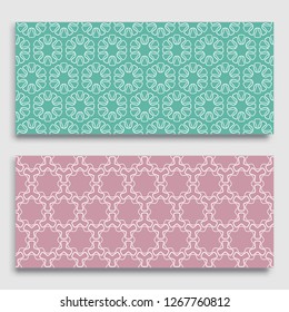 Seamless horizontal borders with repeating line texture. Geometric seamless lace patterns collection for banners, greeting cards or birthday invitations. Ethnic arabic, indian, turkish ornament