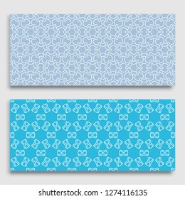 Seamless horizontal borders with repeating line texture. Geometric seamless lace patterns collection for banners, greeting cards or birthday invitations. Ethnic arabic, indian, turkish ornament