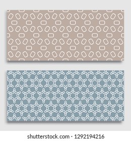Seamless horizontal borders with repeating line texture. Geometric seamless lace patterns collection for banners, greeting cards or birthday invitations. Ethnic arabic, indian, turkish ornament