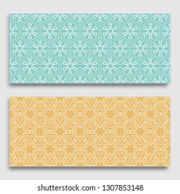 Seamless horizontal borders with repeating line texture. Geometric seamless lace patterns collection for banners, greeting cards or birthday invitations. Ethnic arabic, indian, turkish ornament