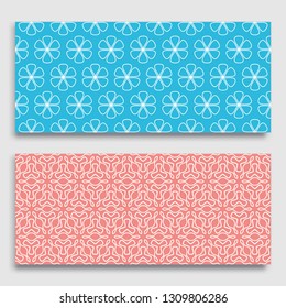 Seamless horizontal borders with repeating line texture. Geometric seamless lace patterns collection for banners, greeting cards or birthday invitations. Ethnic arabic, indian, turkish ornament