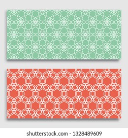 Seamless horizontal borders with repeating line texture. Geometric seamless lace patterns collection for banners, greeting cards or birthday invitations. Ethnic arabic, indian, turkish ornament