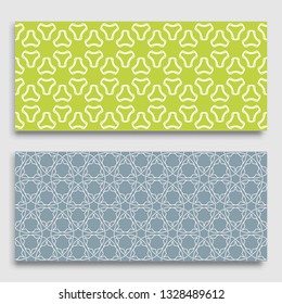 Seamless horizontal borders with repeating line texture. Geometric seamless lace patterns collection for banners, greeting cards or birthday invitations. Ethnic arabic, indian, turkish ornament