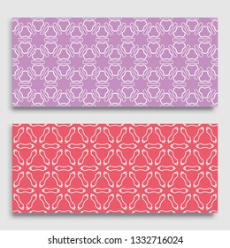 Seamless horizontal borders with repeating line texture. Geometric seamless lace patterns collection for banners, greeting cards or birthday invitations. Ethnic arabic, indian, turkish ornament