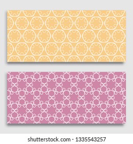 Seamless horizontal borders with repeating line texture. Geometric seamless lace patterns collection for banners, greeting cards or birthday invitations. Ethnic arabic, indian, turkish ornament