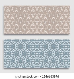 Seamless horizontal borders with repeating line texture. Geometric seamless lace patterns collection for banners, greeting cards or birthday invitations. Ethnic arabic, indian, turkish ornament