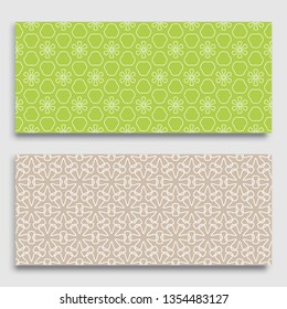 Seamless horizontal borders with repeating line texture. Geometric seamless lace patterns collection for banners, greeting cards or birthday invitations. Ethnic arabic, indian, turkish ornament