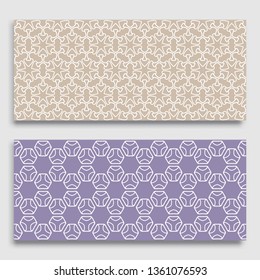 Seamless horizontal borders with repeating line texture. Geometric seamless lace patterns collection for banners, greeting cards or birthday invitations. Ethnic arabic, indian, turkish ornament