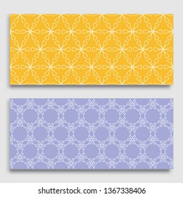 Seamless horizontal borders with repeating line texture. Geometric seamless lace patterns collection for banners, greeting cards or birthday invitations. Ethnic arabic, indian, turkish ornament