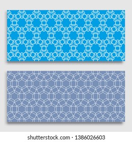 Seamless horizontal borders with repeating line texture. Geometric seamless lace patterns collection for banners, greeting cards or birthday invitations. Ethnic arabic, indian, turkish ornament