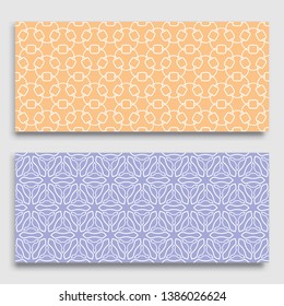Seamless horizontal borders with repeating line texture. Geometric seamless lace patterns collection for banners, greeting cards or birthday invitations. Ethnic arabic, indian, turkish ornament