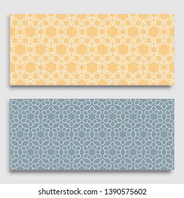 Seamless horizontal borders with repeating line texture. Geometric seamless lace patterns collection for banners, greeting cards or birthday invitations. Ethnic arabic, indian, turkish ornament