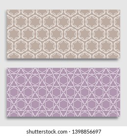 Seamless horizontal borders with repeating line texture. Geometric seamless lace patterns collection for banners, greeting cards or birthday invitations. Ethnic arabic, indian, turkish ornament