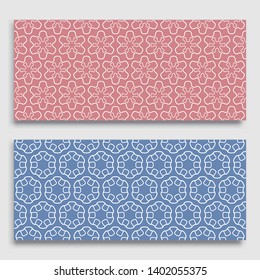 Seamless horizontal borders with repeating line texture. Geometric seamless lace patterns collection for banners, greeting cards or birthday invitations. Ethnic arabic, indian, turkish ornament