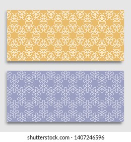 Seamless horizontal borders with repeating line texture. Geometric seamless lace patterns collection for banners, greeting cards or birthday invitations. Ethnic arabic, indian, turkish ornament