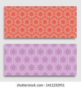 Seamless horizontal borders with repeating line texture. Geometric seamless lace patterns collection for banners, greeting cards or birthday invitations. Ethnic arabic, indian, turkish ornament