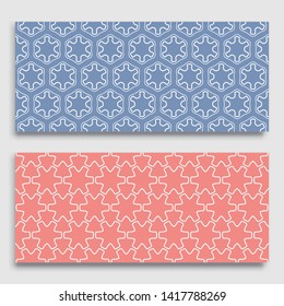 Seamless horizontal borders with repeating line texture. Geometric seamless lace patterns collection for banners, greeting cards or birthday invitations. Ethnic arabic, indian, turkish ornament