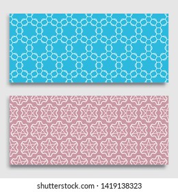 Seamless horizontal borders with repeating line texture. Geometric seamless lace patterns collection for banners, greeting cards or birthday invitations. Ethnic arabic, indian, turkish ornament