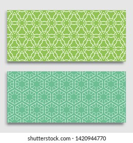 Seamless horizontal borders with repeating line texture. Geometric seamless lace patterns collection for banners, greeting cards or birthday invitations. Ethnic arabic, indian, turkish ornament