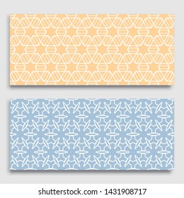 Seamless horizontal borders with repeating line texture. Geometric seamless lace patterns collection for banners, greeting cards or birthday invitations. Ethnic arabic, indian, turkish ornament