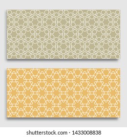 Seamless horizontal borders with repeating line texture. Geometric seamless lace patterns collection for banners, greeting cards or birthday invitations. Ethnic arabic, indian, turkish ornament