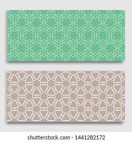 Seamless horizontal borders with repeating line texture. Geometric seamless lace patterns collection for banners, greeting cards or birthday invitations. Ethnic arabic, indian, turkish ornament